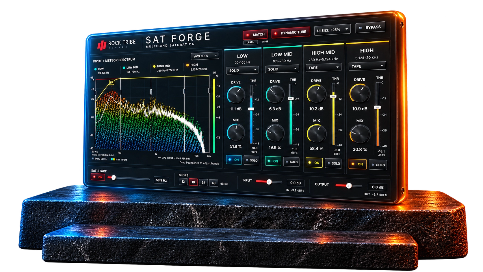 cinematic_sat_forge_plugin_on_stone SAT FORGE multiband saturation plugin by Rock Tribe Sounds